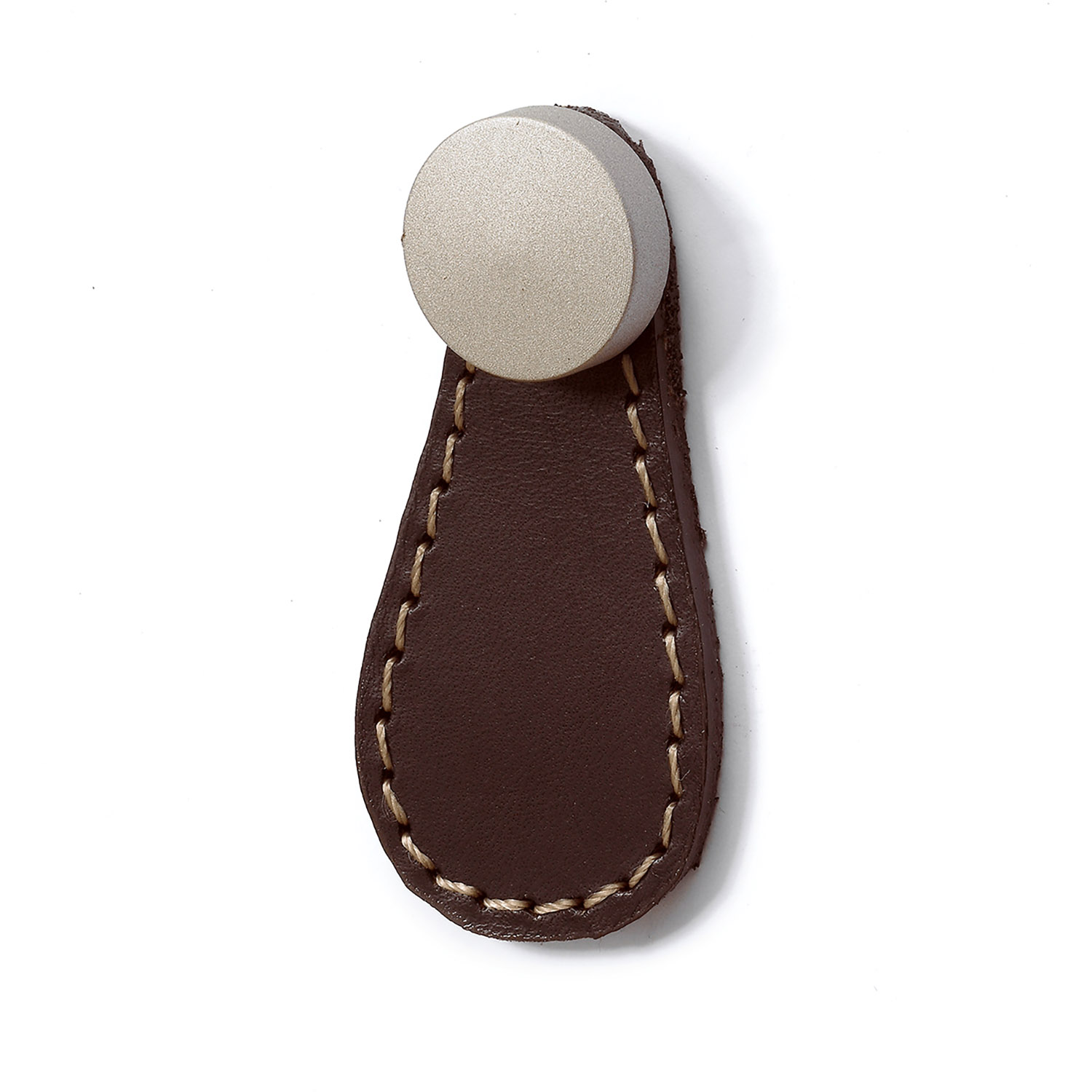 Hettich Galati Dark Brown Leather Knob with Round Socket